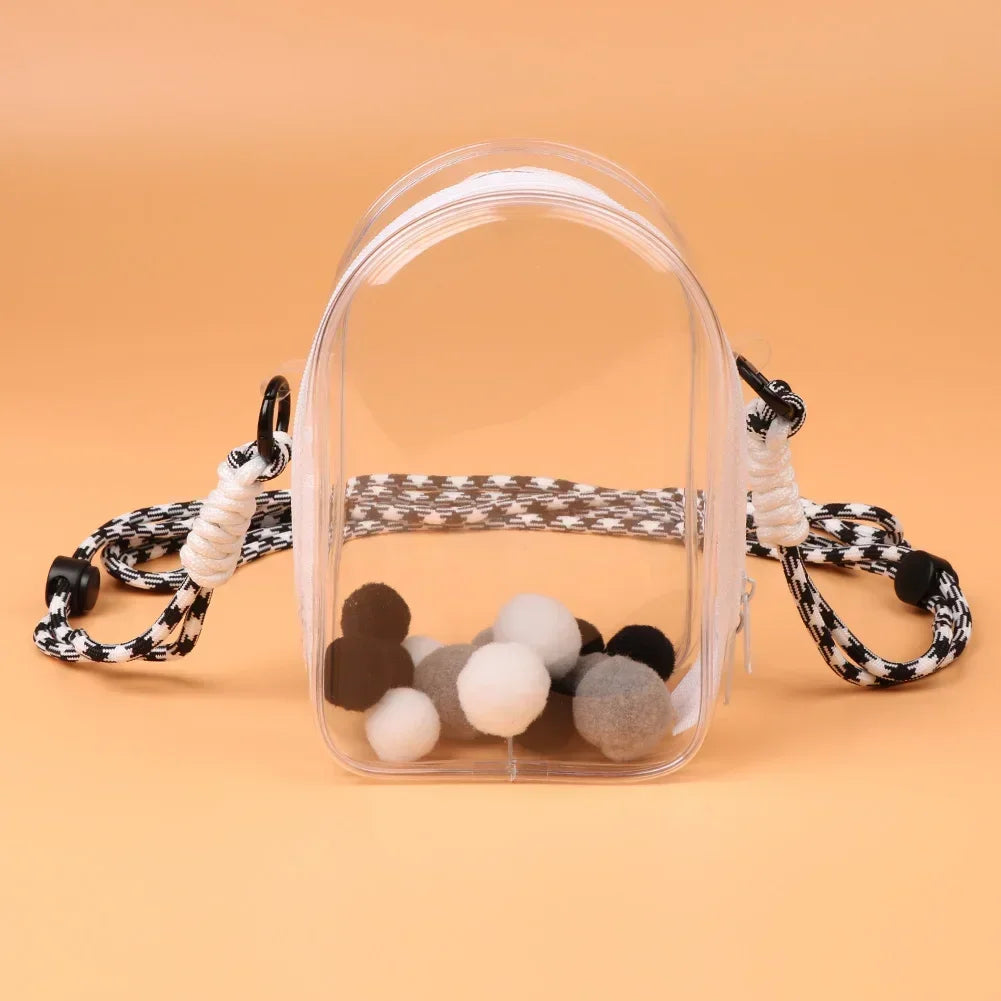 Labubu Protect Case Labubu Sitting Party 17cm Cotton Doll Shoulder Pain Bag PVC Storage Bag Labubu Walk Dustproof Bag