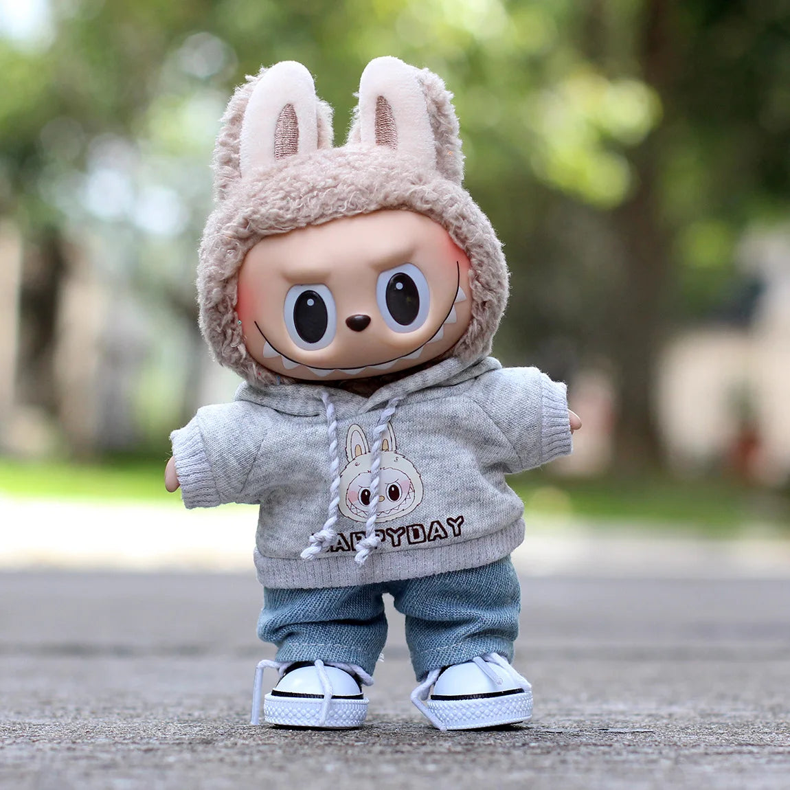 17cm Labubu Clothes Sweatshirt Heart-beating Macaron Labubu Doll Clothes