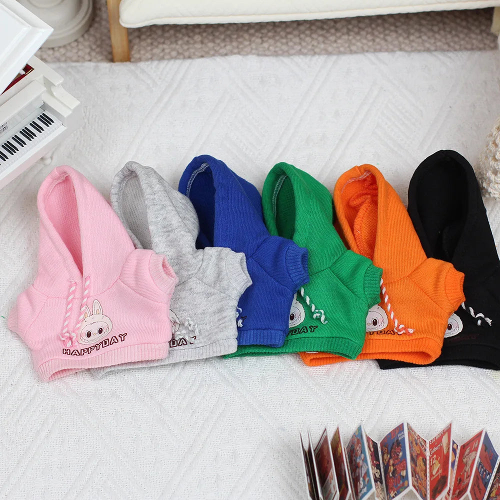 17cm Labubu Clothes Sweatshirt Heart-beating Macaron Labubu Doll Clothes